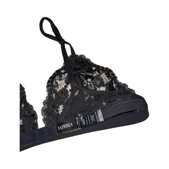 New $490 La Perla Luxury Black Lace Scalloped Non-Wired Balconette Bra - Picture 7 of 9